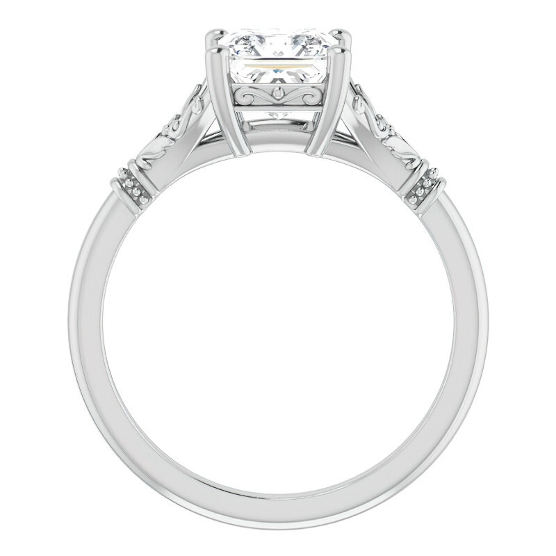 10K White Gold Emerald Cut Solitaire Moissanite Engagement Ring-4