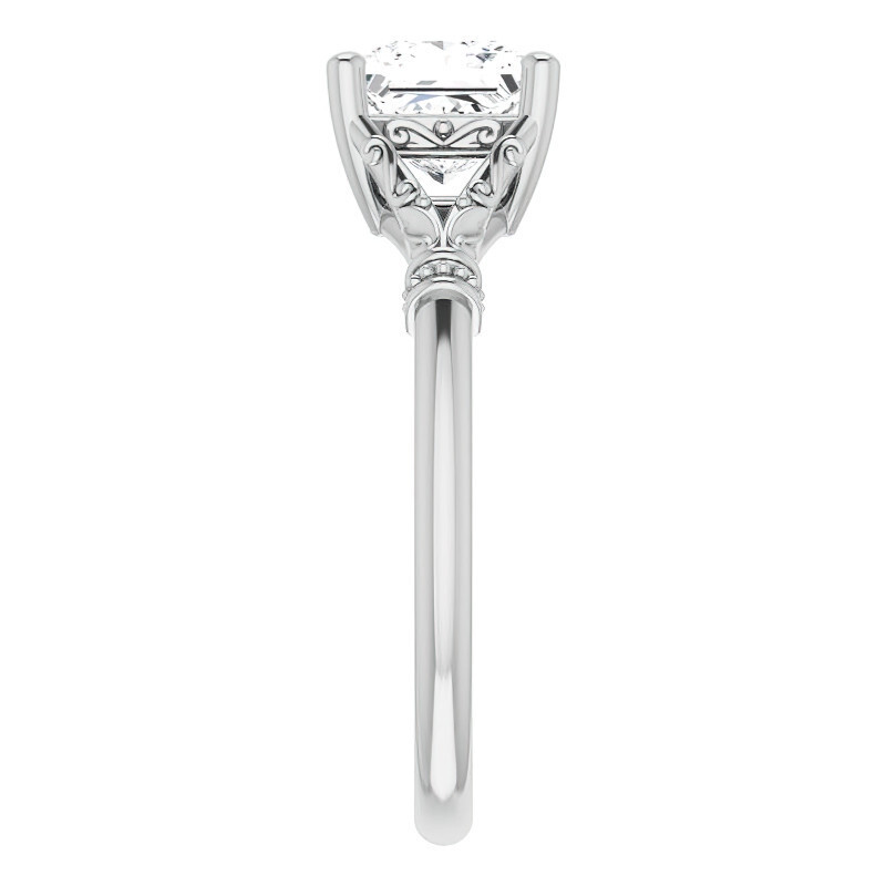 10K White Gold Emerald Cut Solitaire Moissanite Engagement Ring-5