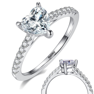 10K White Gold Heart Shaped Moissanite Couple Engagement Ring-39