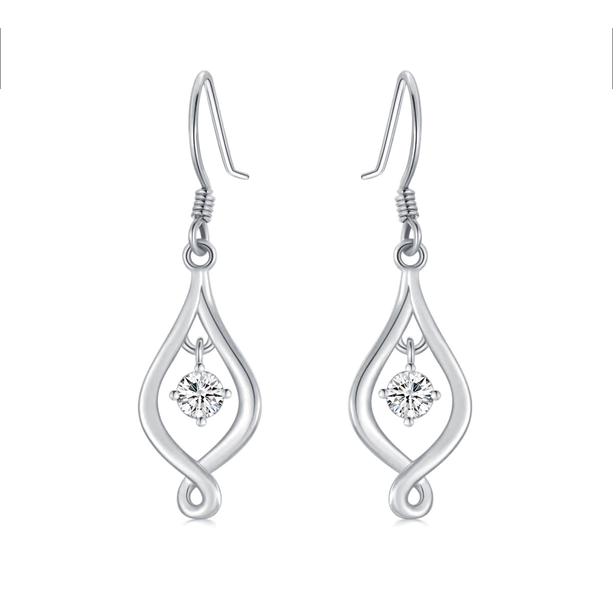 10K White Gold Infinity Symbol Drop Earrings-1