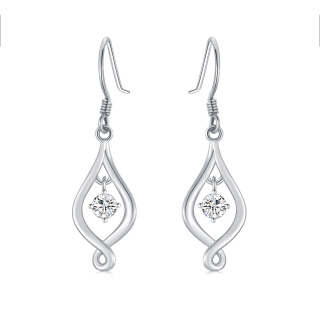 10K White Gold Infinity Symbol Drop Earrings-2