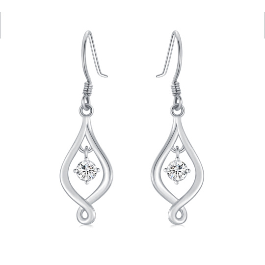 Boucles d'oreilles pendantes en or blanc 10 carats avec symbole de l'infini