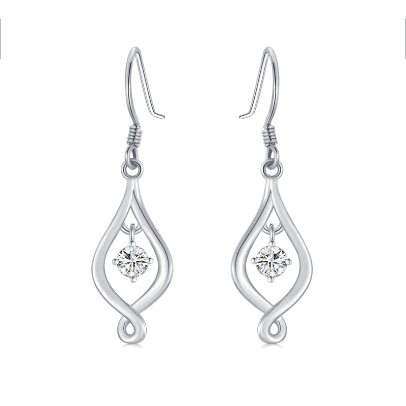 Orecchini pendenti con simbolo dell'infinito in oro bianco 10K-6