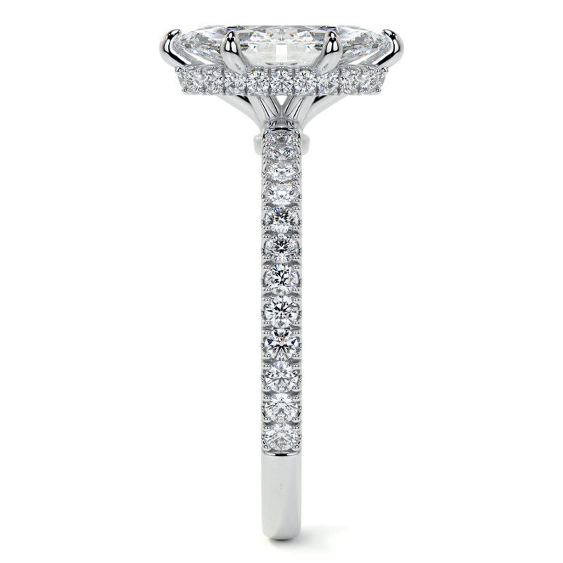 10K White Gold Marquise Cut Moissanite Engagement Ring-6