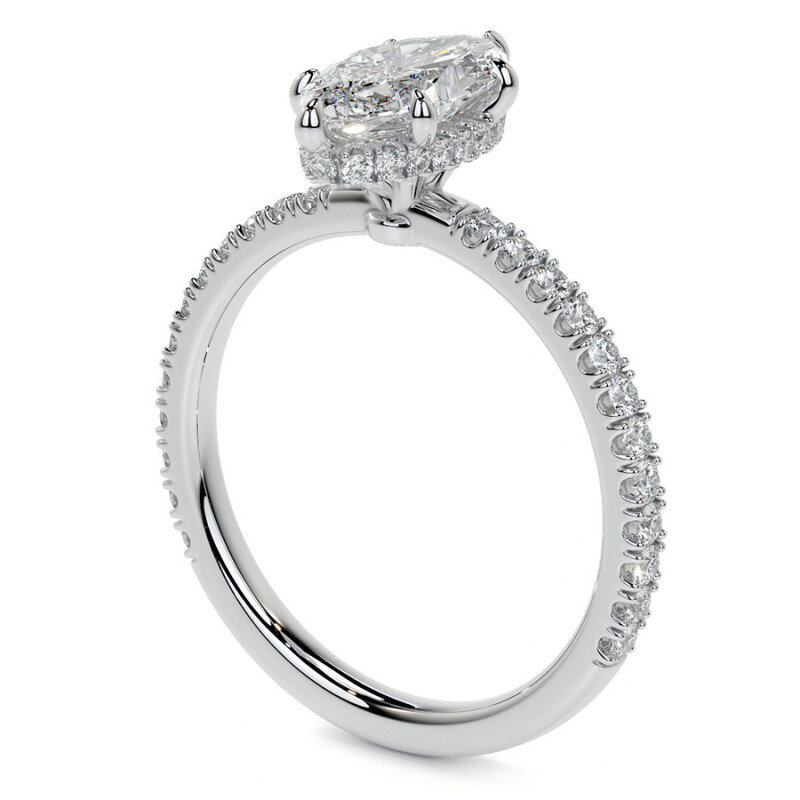 10K Rose Gold Marquise Cut Moissanite Engagement Ring-4