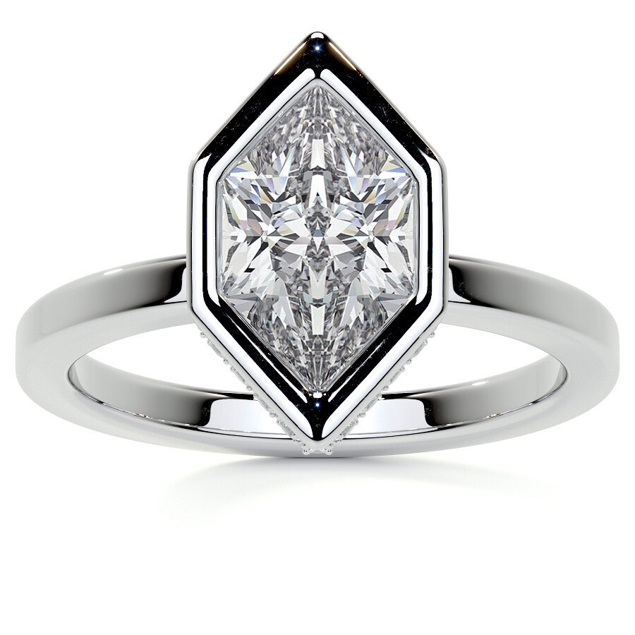10K White Gold Marquise Cut Solitaire Moissanite Engagement Ring-1