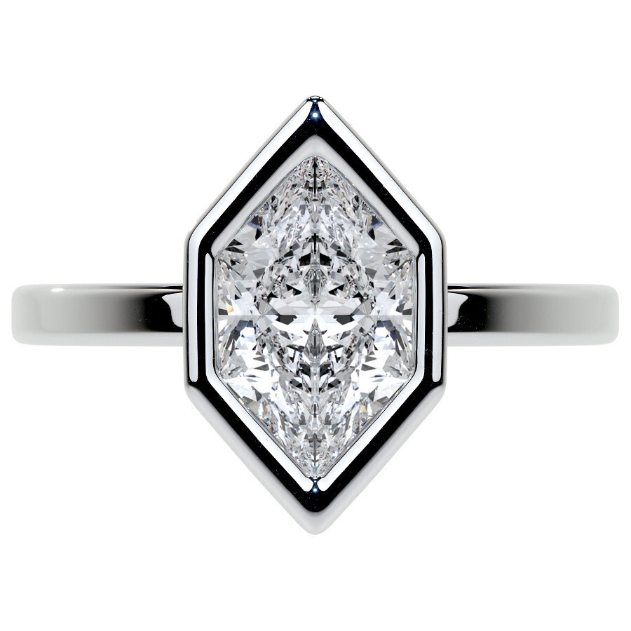 10K Rose Gold Marquise Cut Solitaire Moissanite Engagement Ring-2