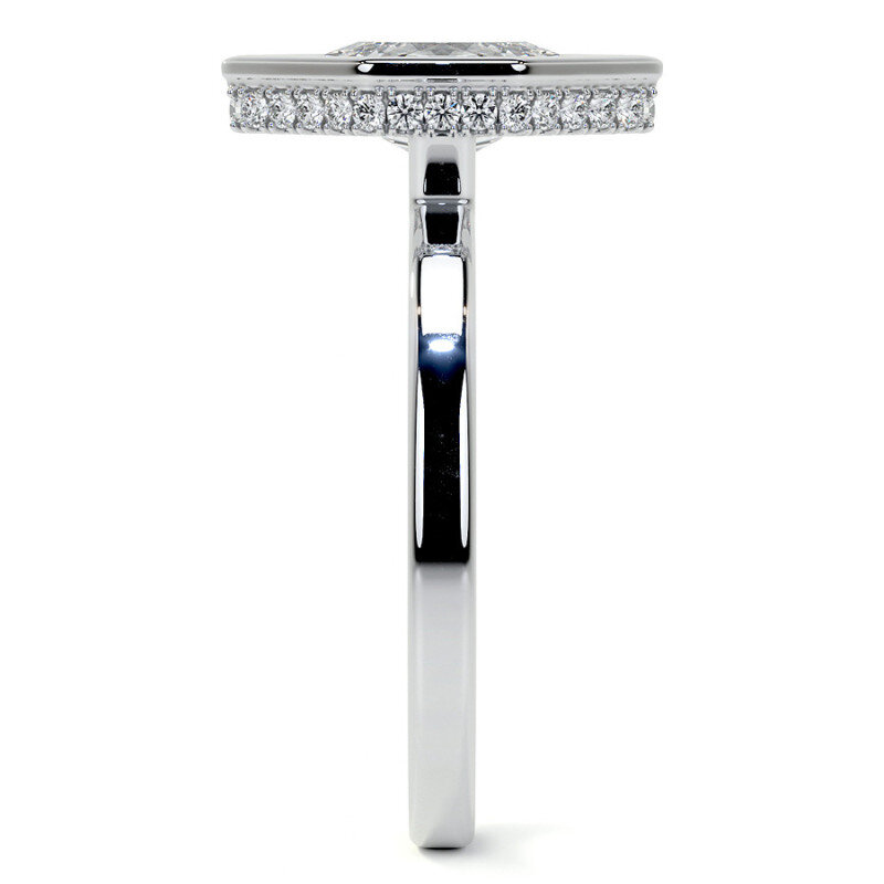 10K White Gold Marquise Cut Solitaire Bezel Moissanite Engagement Ring-6