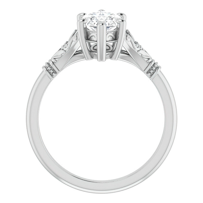 10K White Gold Marquise Cut Solitaire Moissanite Engagement Ring-3