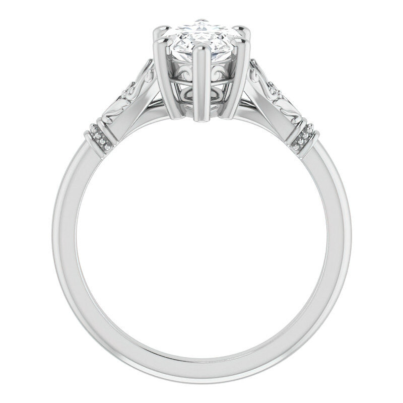 10K White Gold Marquise Cut Solitaire Moissanite Engagement Ring-3