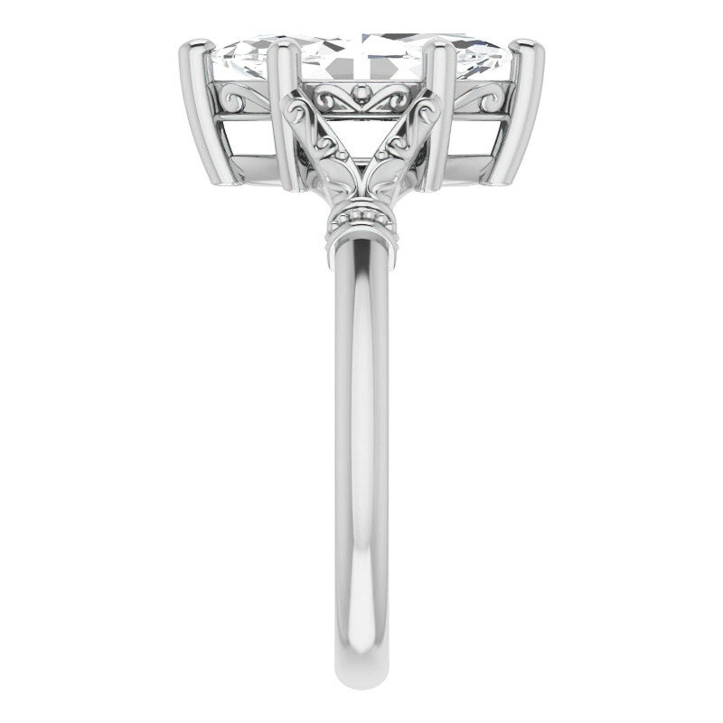 10K White Gold Marquise Cut Solitaire Moissanite Engagement Ring-4