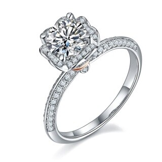 10K White Gold Moissanite Couple Engagement Ring-24