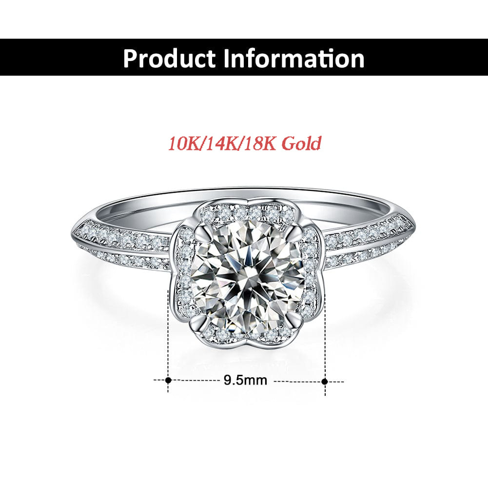 10K White Gold Moissanite Couple Engagement Ring-2