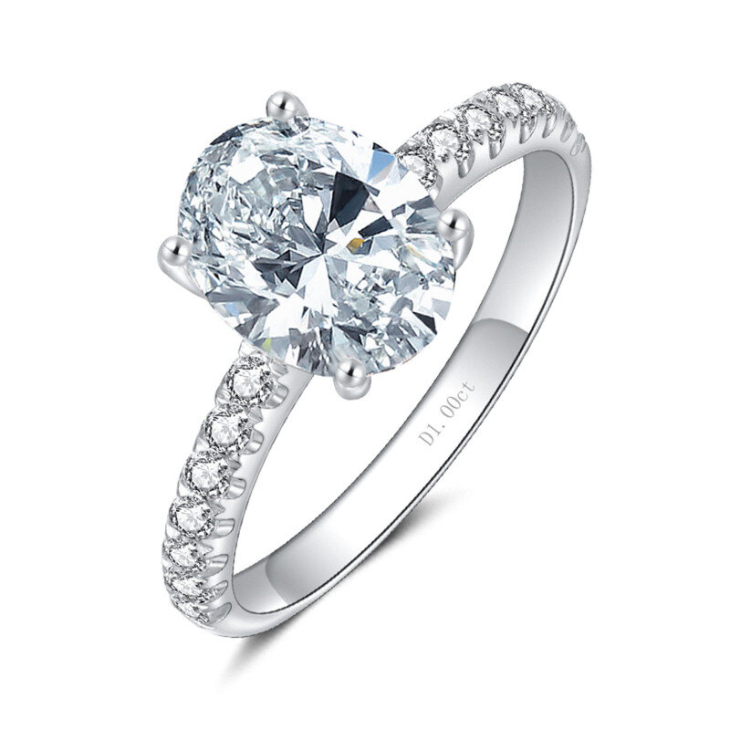 Anel de noivado de casal Moissanite em ouro branco 10K-2
