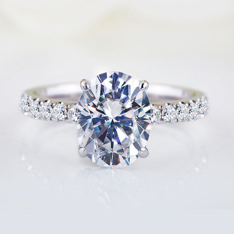 Anel de Noivado de Casal em Ouro Rosa 10K com Moissanita-2