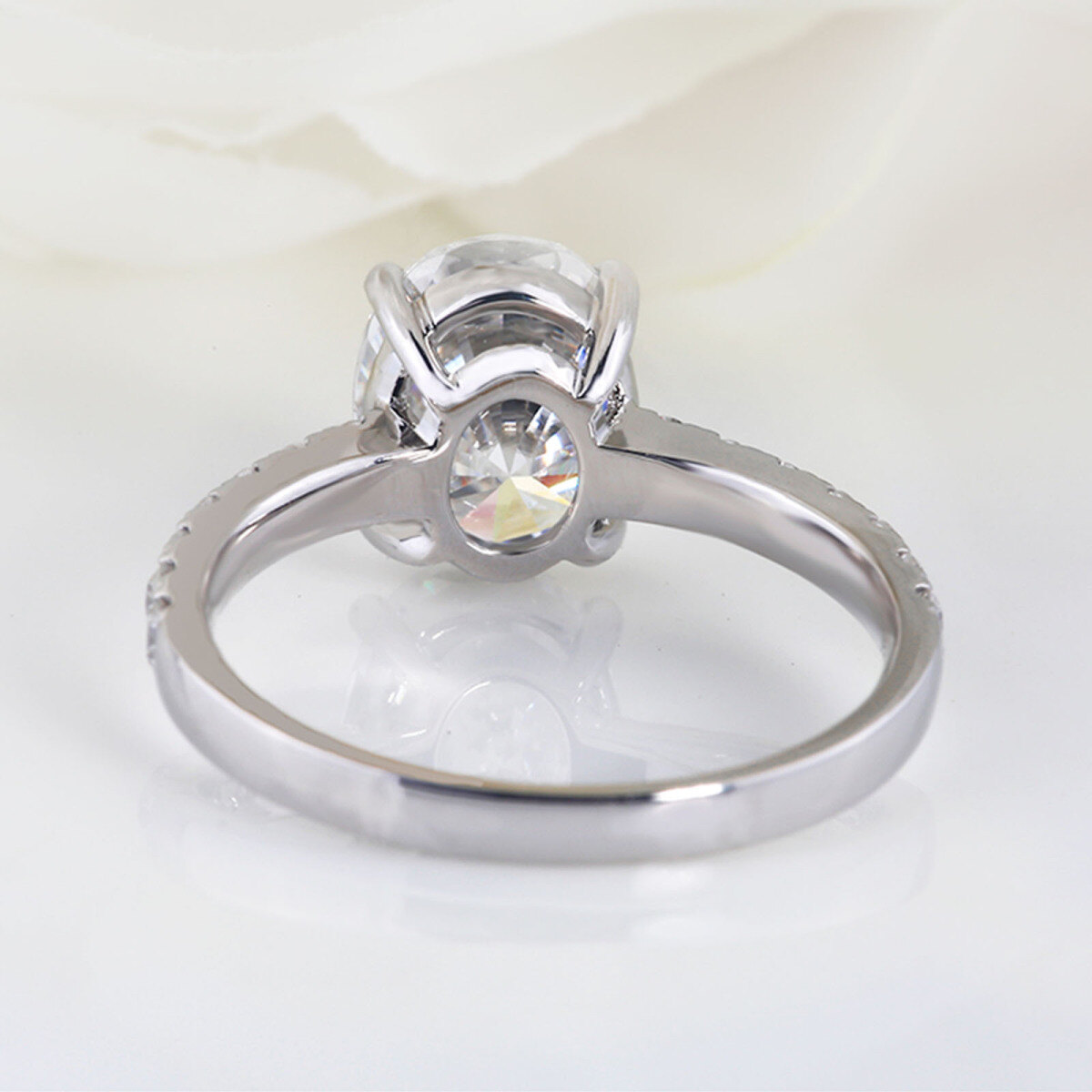 10K White Gold Moissanite Couple Engagement Ring-3