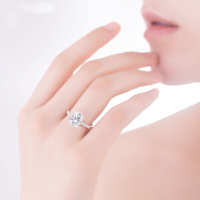 Anel de Noivado de Casal em Ouro Rosa 10K com Moissanita-4