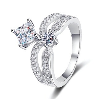 10K White Gold Moissanite Crown Engagement Ring-25