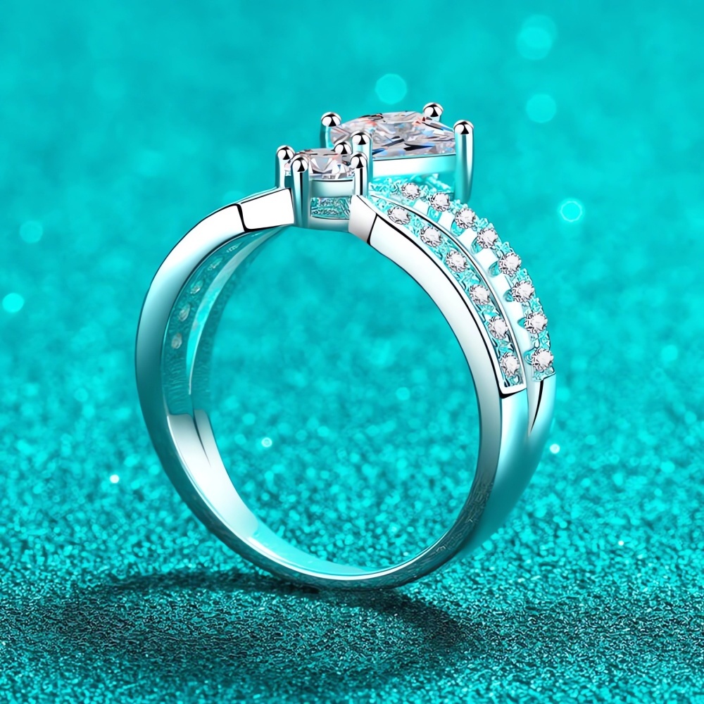 Aliança de noivado de moissanita com corte princesa de 1,5 a 5 ct em ouro branco 10K-5