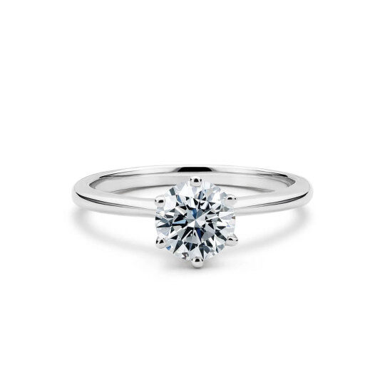 Bague de fiançailles moissanite en or blanc 10 carats