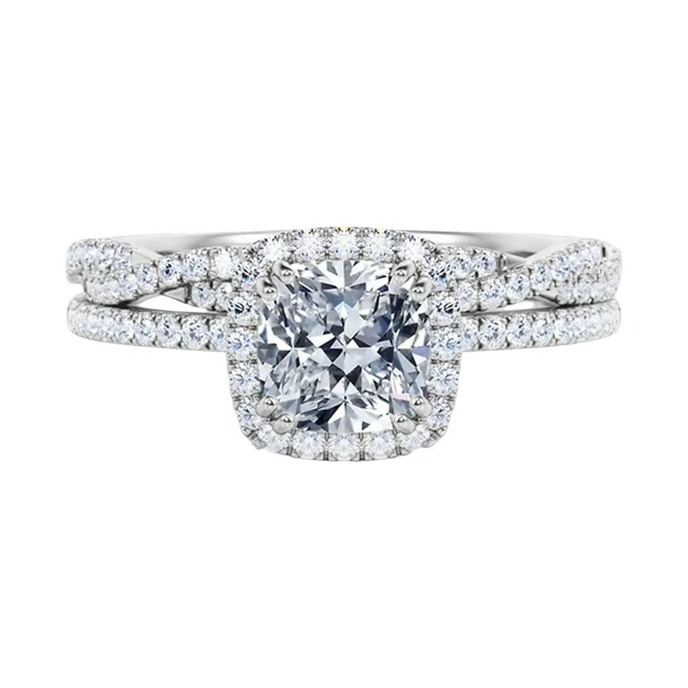 Anillo de compromiso cuadrado con grabado personalizado de moissanita en plata esterlina-1