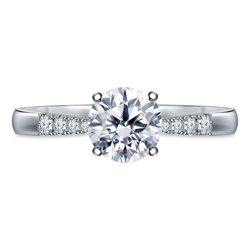 Bague de mariage moissanite en or blanc 10K-1