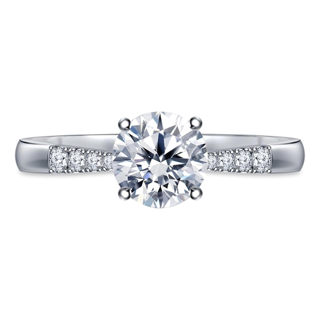 10K White Gold Moissanite Wedding Ring-1