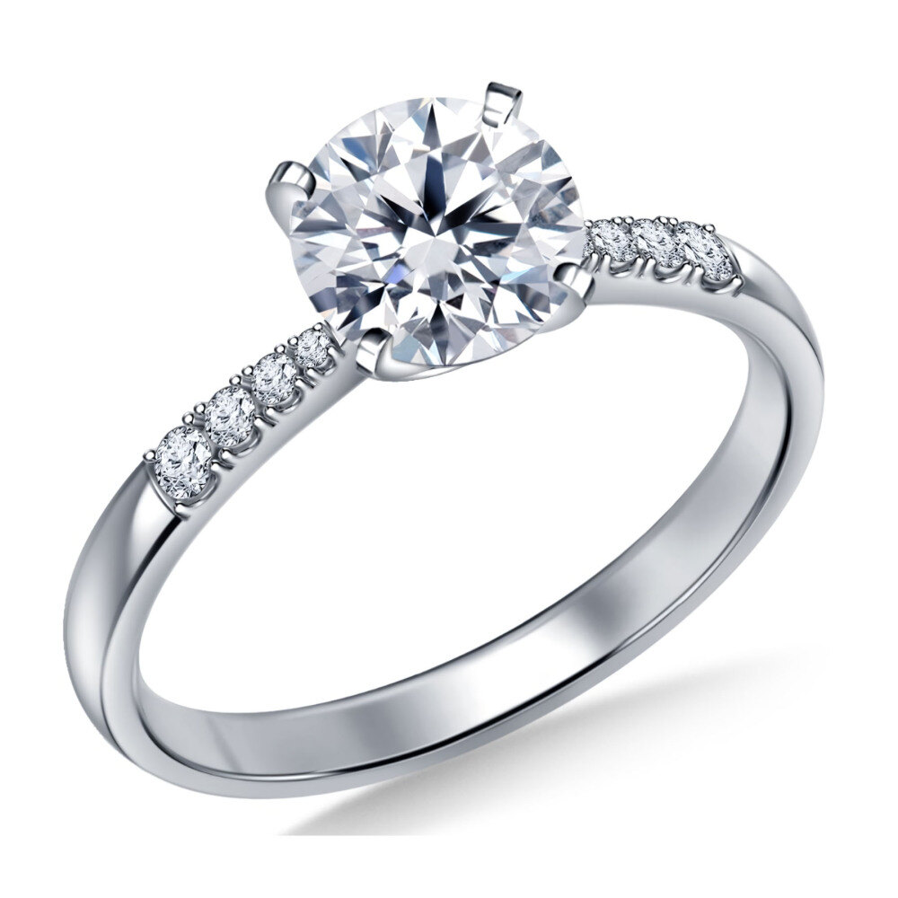 18K White Gold 0.5 to 3 CT Round Lab Created Diamond Custom Wedding Ring D Color VVS1-VS1 Clarity 3EX-3