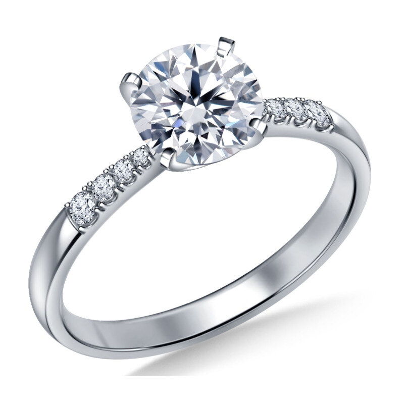 10K White Gold 0.5 to 3 CT Round Lab Created Diamond Custom Wedding Ring D Color VVS1-VS1 Clarity 3EX-3
