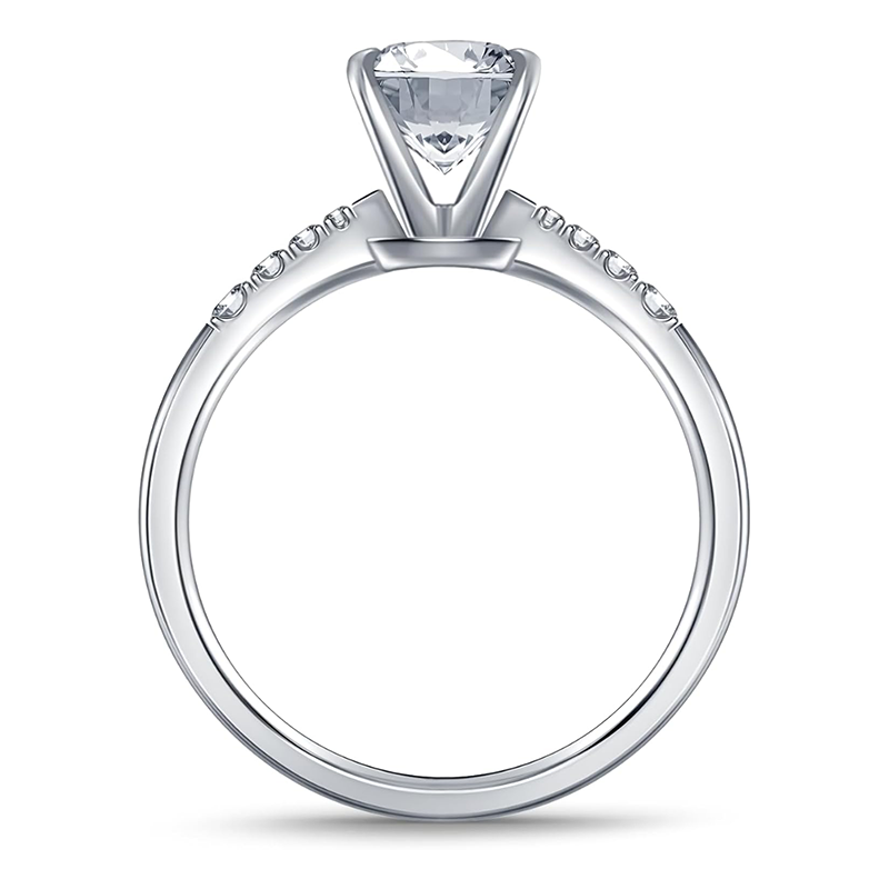 18K White Gold 0.5 to 3 CT Round Lab Created Diamond Custom Wedding Ring D Color VVS1-VS1 Clarity 3EX-4