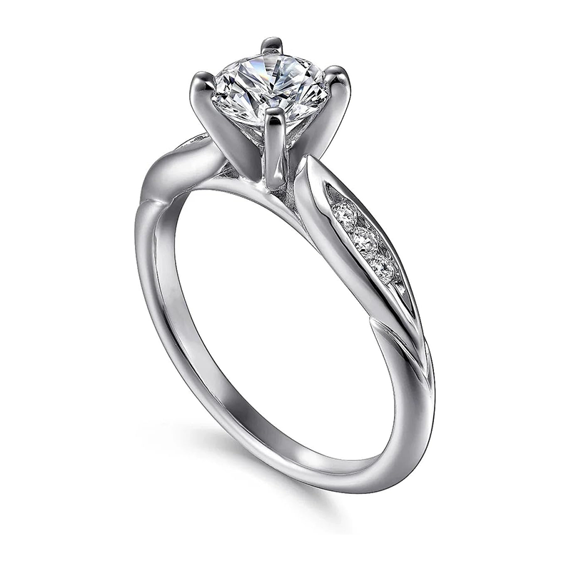 Anello di fidanzamento in oro bianco 10 carati con moissanite rotonda da 1,95 a 5,45 ct.T.W.-3