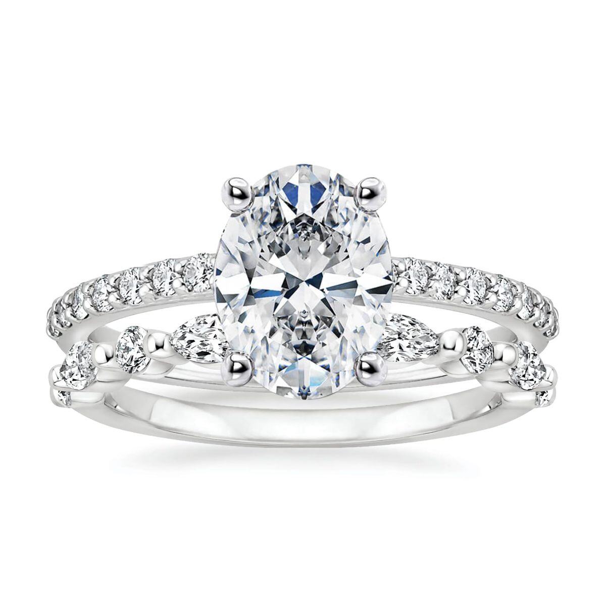 10K White Gold Moissanite Wedding Ring-1