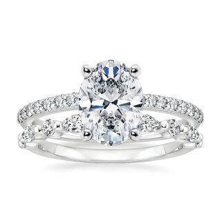 10K White Gold 2CT Oval Moissanite Couple Bridal Set-23