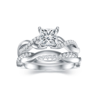 10K White Gold Moissanite Wedding Ring-8