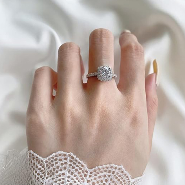 Aliança de casamento Moissanite em ouro branco 10K-2