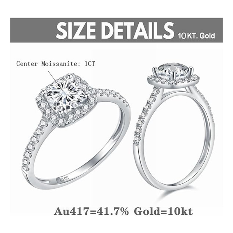 10K White Gold Moissanite Wedding Ring-4