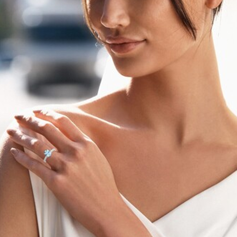 10K White Gold Oval Cut Custom Engagement Ring Gemstone Rings-2