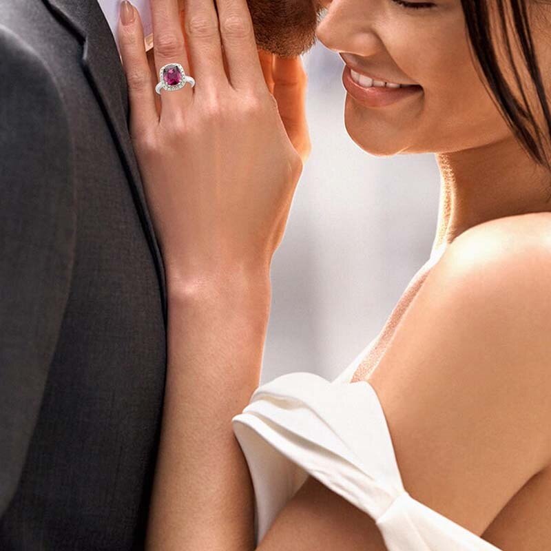 Verlobungsring aus 10-karätigem Roségold mit ovalem Schliff und Edelstein, Jahrestagsringe-4