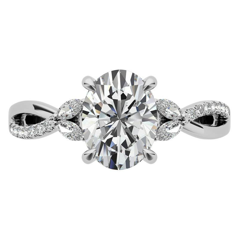 10K Rose Gold Oval Cut Halo Moissanite Engagement Ring-4