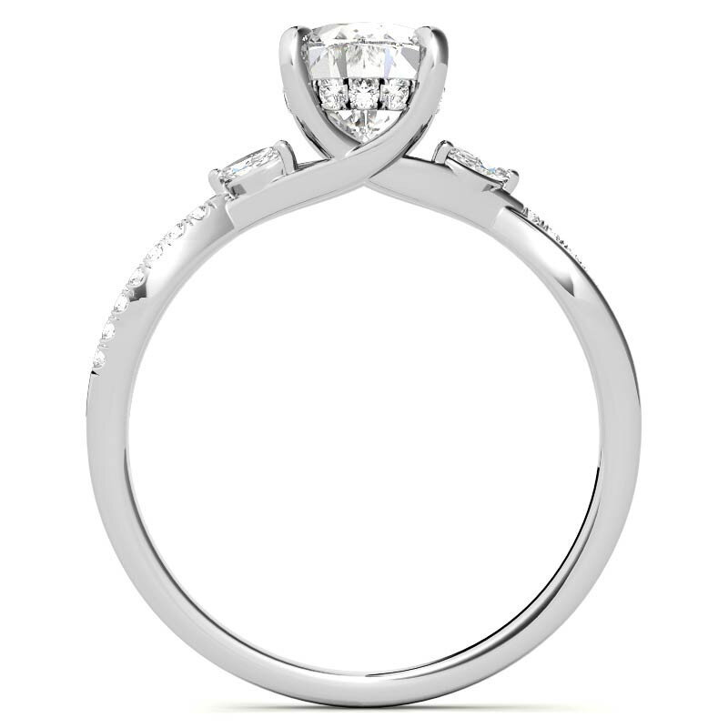10K Rose Gold Oval Cut Halo Moissanite Engagement Ring-5