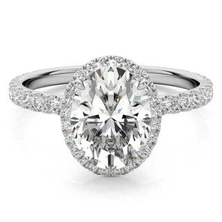10K White Gold Oval Cut Halo Moissanite Engagement Ring-11