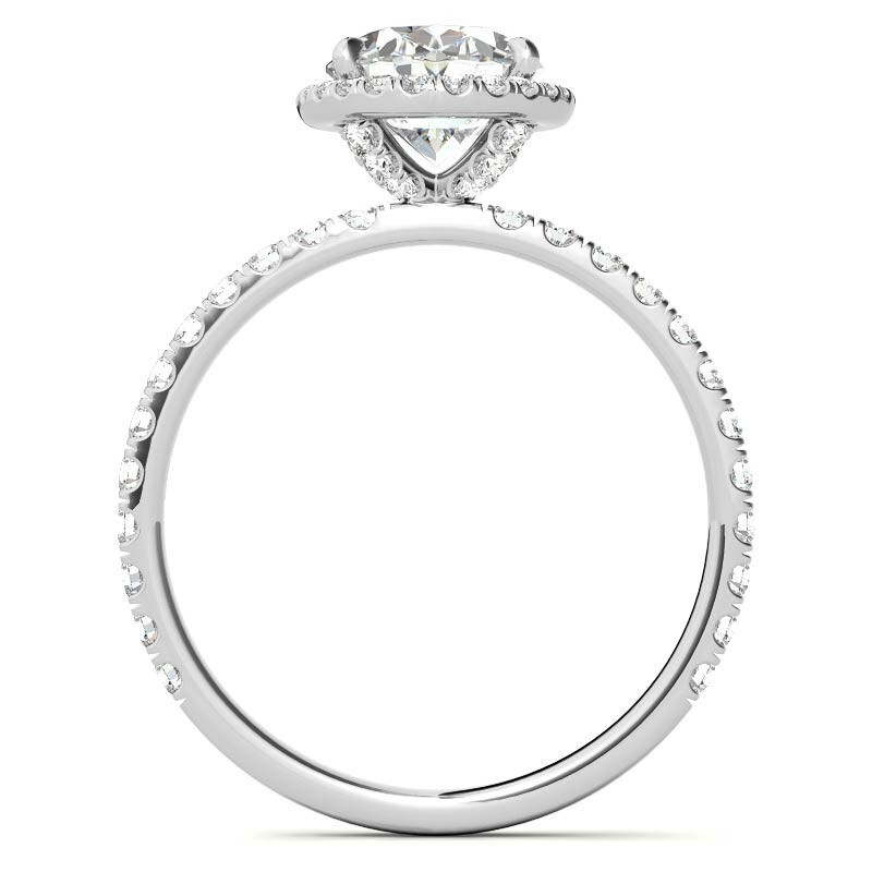 Anel de noivado de moissanita halo com corte oval em ouro branco 10K-4
