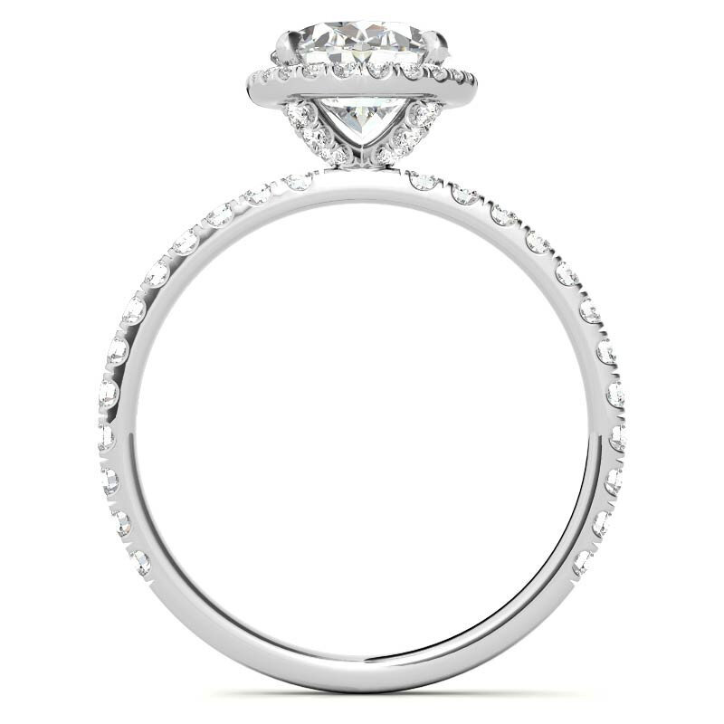 10K White Gold Oval Cut Halo Moissanite Engagement Ring-4