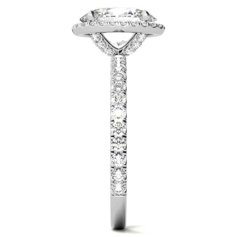 Anel de noivado de moissanita halo com corte oval em ouro branco 10K-6