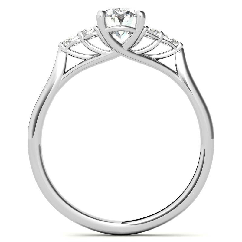 Anel de noivado de moissanita halo com corte oval em ouro branco 10K-4