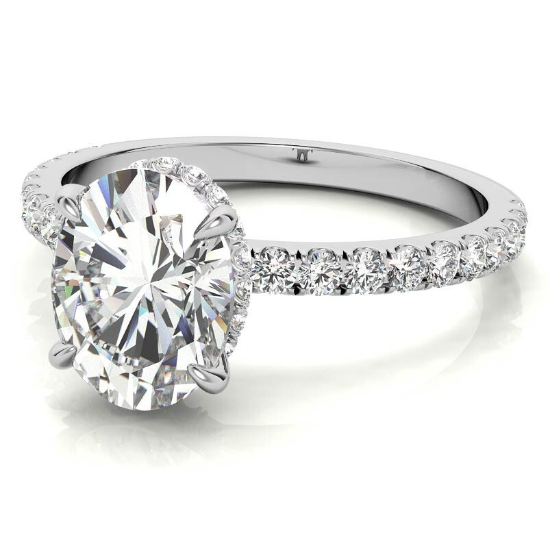 10K White Gold Oval Cut Moissanite Engagement Ring-3