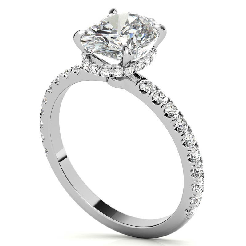10K White Gold Oval Cut Moissanite Engagement Ring-5