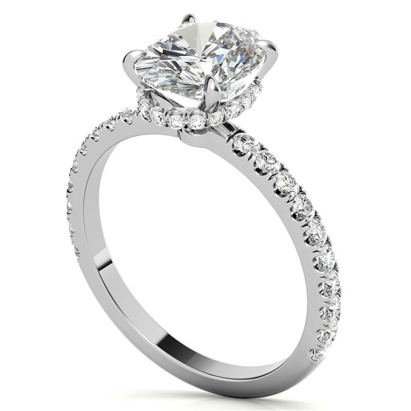 14K White Gold Oval Cut Moissanite Engagement Ring-5