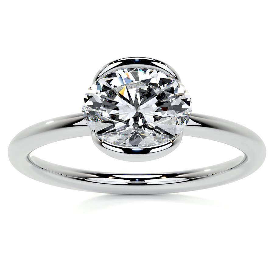 10K White Gold Oval Cut Solitaire Moissanite Engagement Ring-1