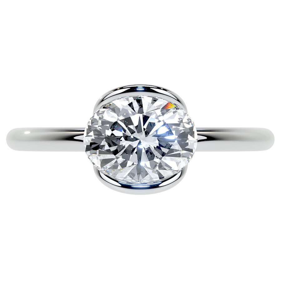 10K Rose Gold Oval Cut Solitaire Moissanite Engagement Ring-2
